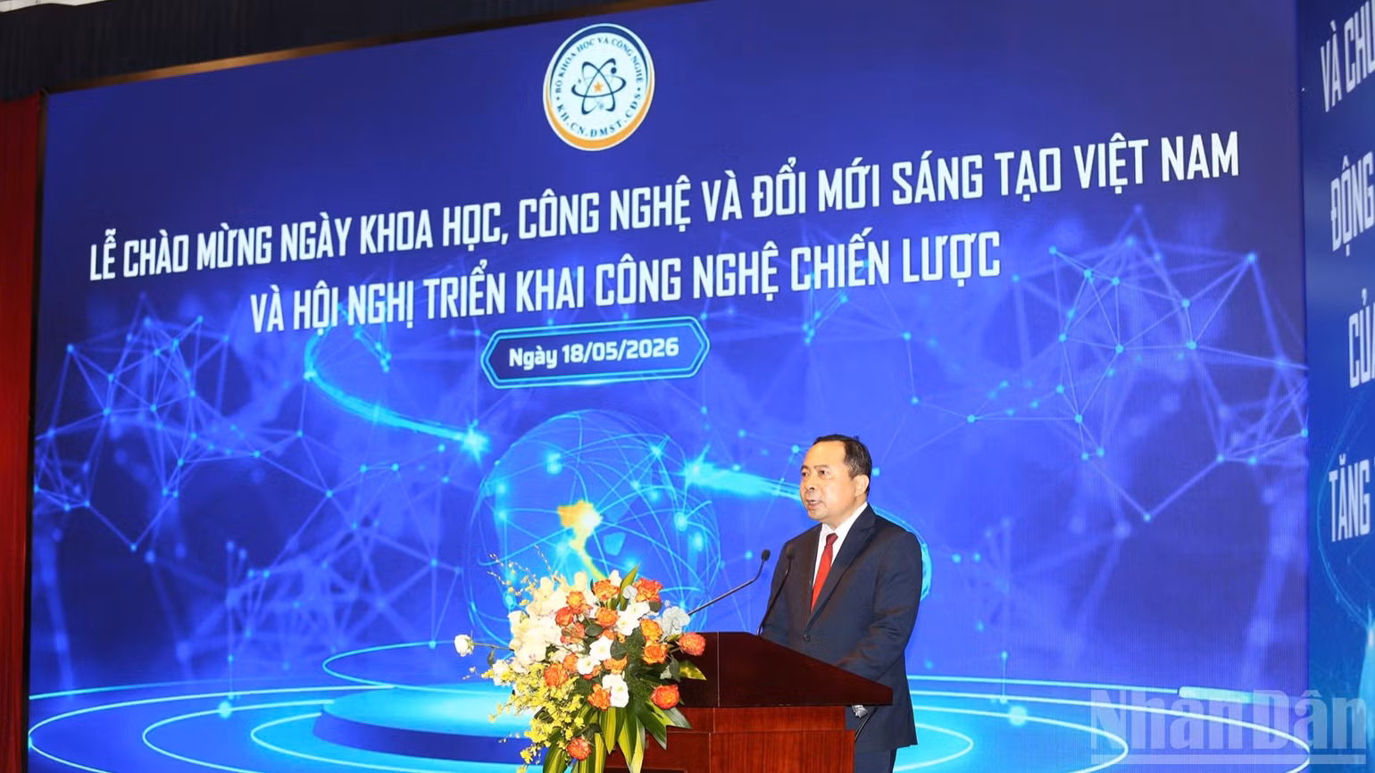 Bộ trưởng Khoa học và Công nghệ Vũ Hải Quân phát biểu ý kiến tại sự kiện.