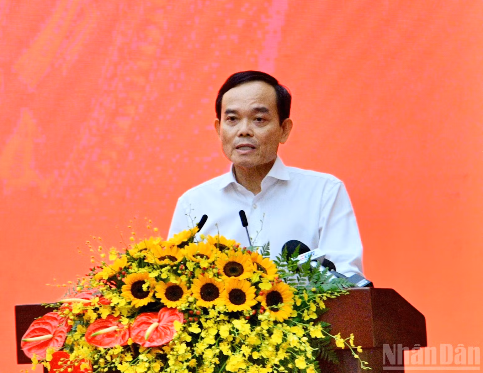 Bí thư Thành ủy Thành phố Hồ Chí Minh Trần Lưu Quang phát biểu ý kiến tại cuộc làm việc. (Ảnh: THANH GIANG)