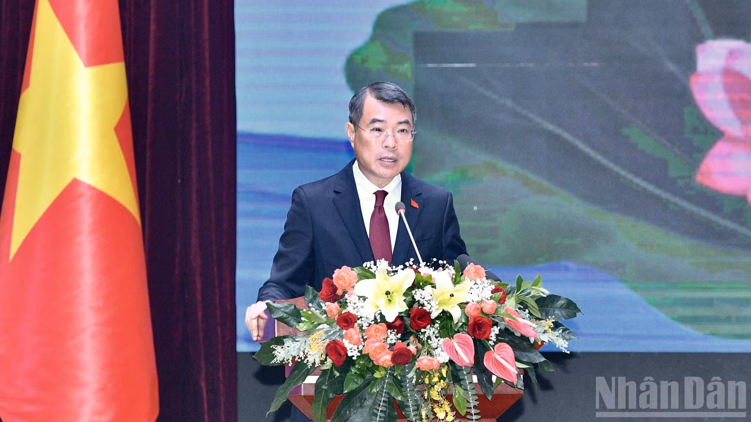Thủ tướng Chính phủ Lê Minh Hưng phát biểu ý kiến tại hội nghị xúc tiến đầu tư Việt Nam-Lào. (Ảnh: THANH GIANG)