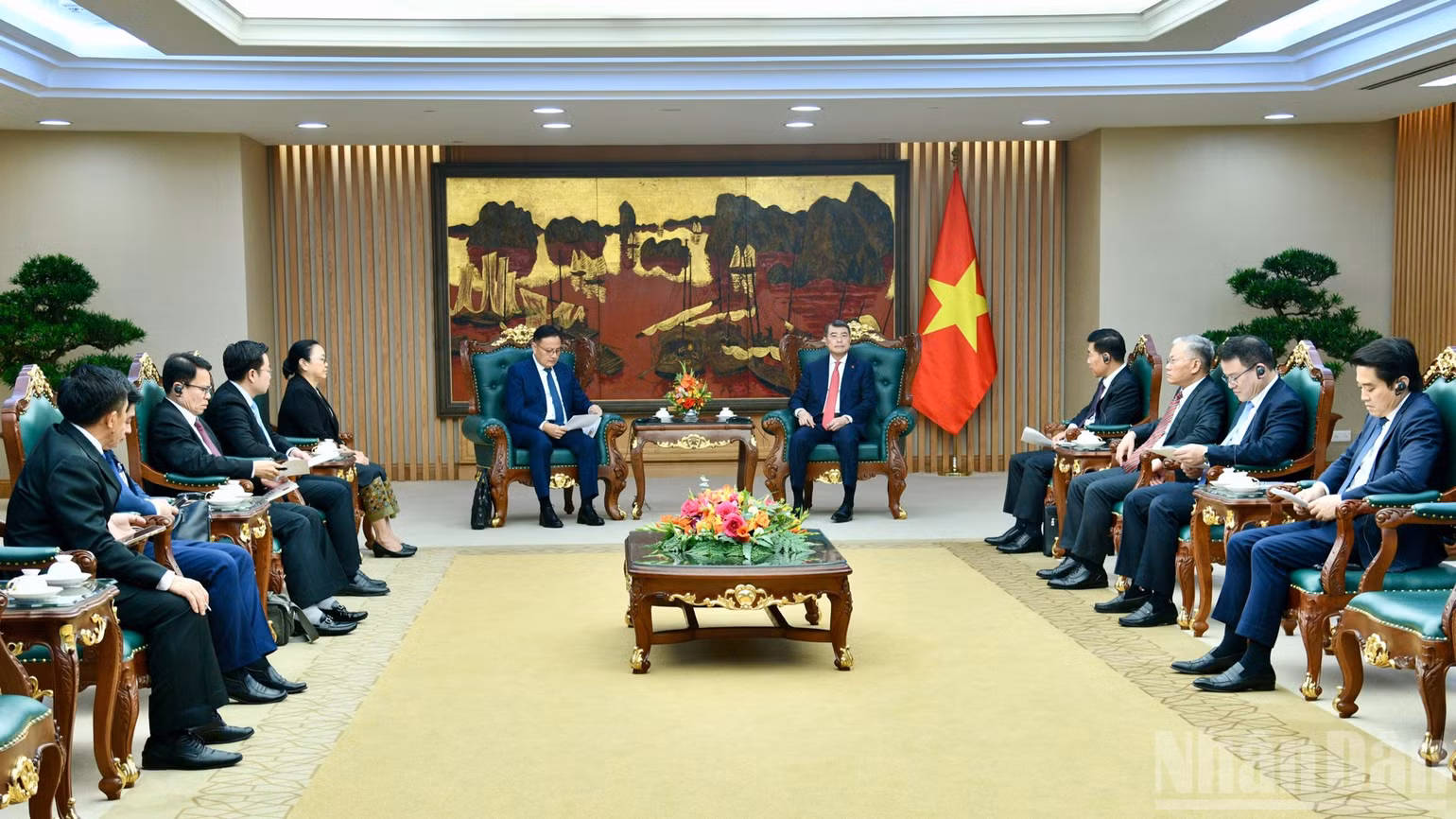 Quang cảnh buổi tiếp. (Ảnh: THANH GIANG)