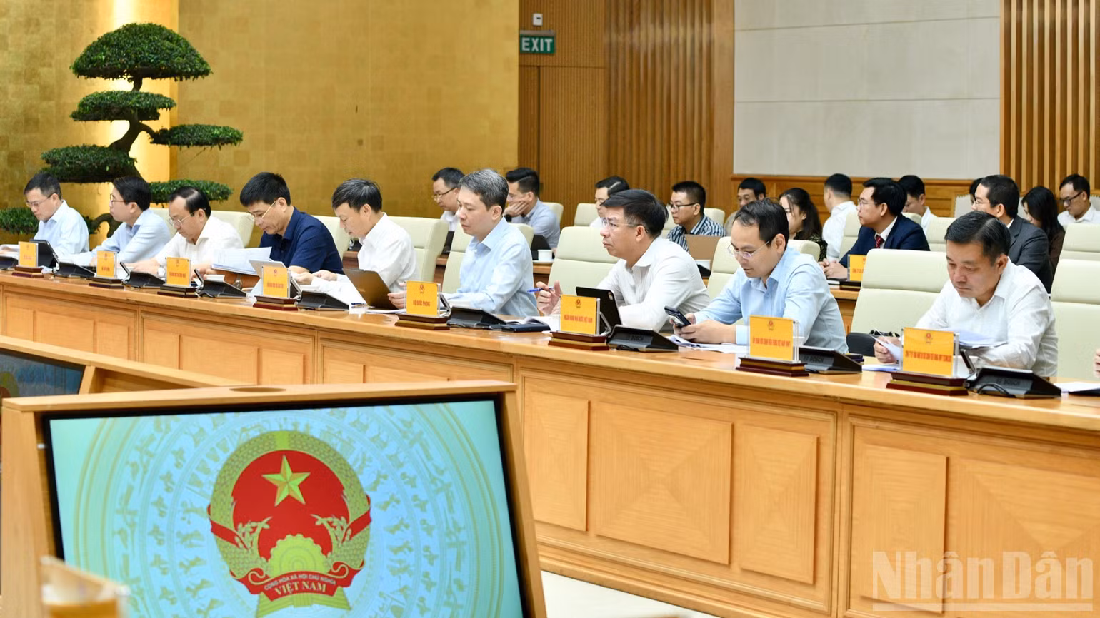 Lãnh đạo các bộ, ngành, cơ quan Việt Nam tham dự cuộc làm việc. (Ảnh: THANH GIANG)
