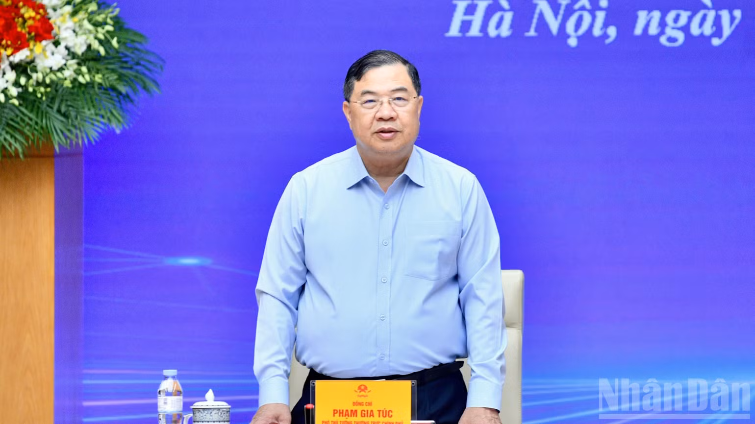Phó Thủ tướng Thường trực Chính phủ Phạm Gia Túc phát biểu ý kiến tại cuộc làm việc. (Ảnh: THANH GIANG)