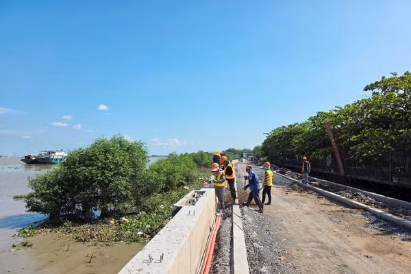 Công trường dự án chống ngập 10.000 tỷ đồng trước ngày hoàn thành. Ảnh: CK