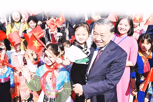 Tổng Bí thư Tô Lâm dự Lễ khánh thành Trường Phổ thông nội trú liên cấp Tiểu học và THCS Si Pa Phìn (tỉnh Điện Biên) ngày 31/1/2026. Ảnh: THÀNH ĐẠT