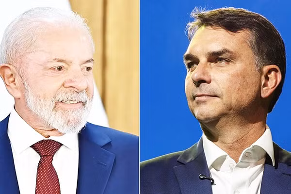 Hai ứng cử viên Lula da Silva (bên trái) và Flávio Bolsonaro. Ảnh: BLOOMBERG