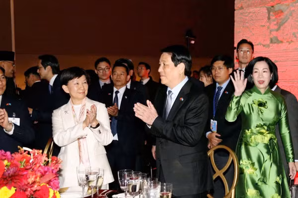 Chủ tịch nước và Phu nhân chủ trì chiêu đãi kỷ niệm 80 năm Quốc khánh Việt Nam tại Hoa Kỳ. (Ảnh: XUÂN KỲ) 