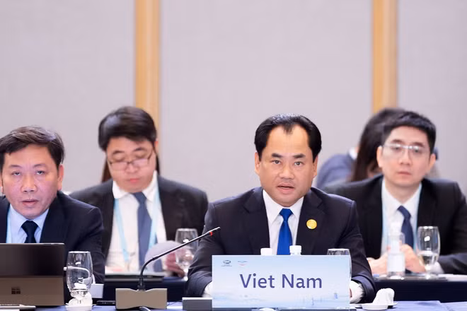 Bộ trưởng Nông nghiệp và Môi trường Việt Nam Trịnh Việt Hùng phát biểu tại hội nghị. (Ảnh: Đại sứ quán Việt Nam tại Trung Quốc cung cấp)