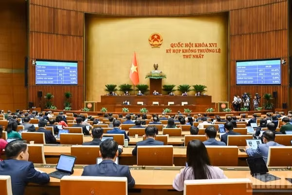 Quốc hội làm việc tại hội trường. (Ảnh: DUY LINH)