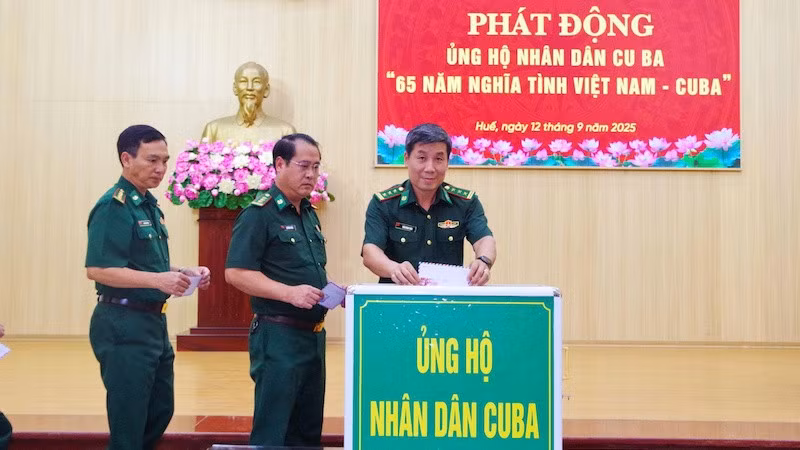Ban Chỉ huy Bộ đội Biên phòng thành phố Huế phát động ủng hộ nhân dân Cuba.
