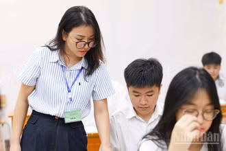 Tại Kỳ thi tuyển sinh vào lớp 10 năm học 2025-2026 của Hà Nội (Ảnh: ĐẠI THÂNG)