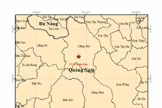 Bản đồ chấn tâm trận động đất 4,0 độ. (Ảnh: Viện Các khoa học trái đất)
