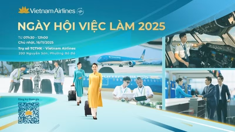 Ngày 16/11 tới, tại trụ sở 200 Nguyễn Sơn (Bồ Đề, Hà Nội), Vietnam Airlines tổ chức Ngày hội việc làm, sự kiện hướng nghiệp lớn nhất từ trước đến nay.