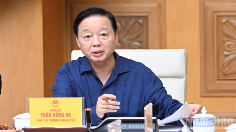 Phó Thủ tướng Trần Hồng Hà phát biểu ý kiến tại họp.
