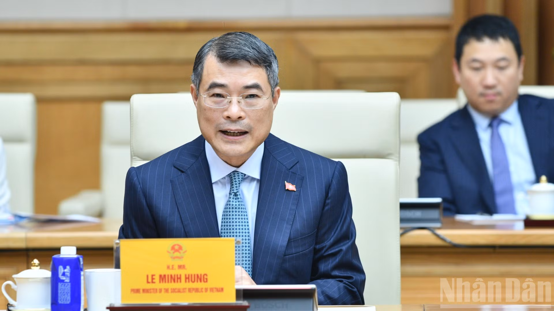 Thủ tướng Chính phủ Lê Minh Hưng phát biểu tại buổi tiếp. (Ảnh: THANH GIANG)