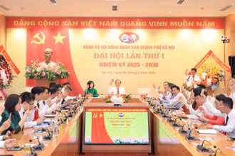 Các đại biểu biểu quyết thông qua Nghị quyết Đại hội Đảng bộ Hội đồng nhân dân thành phố Hà Nội lần thứ I, nhiệm kỳ 2025-2030.