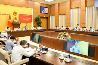 Quang cảnh hội nghị Ban Thường vụ Đảng ủy Quốc hội về công tác nhân sự. (Ảnh: DUY LINH)
