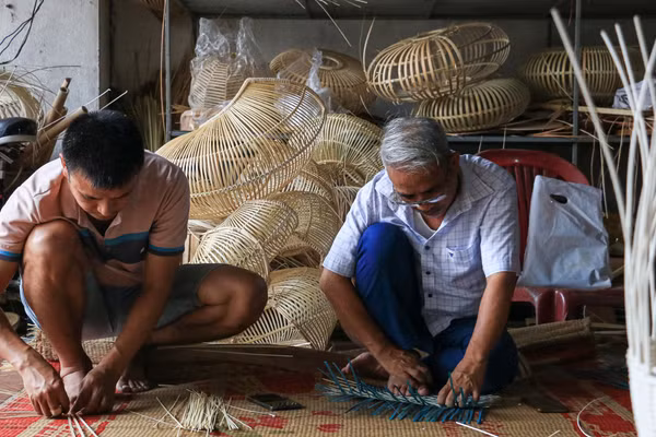 Làng nghề mây tre đan Phú Vinh, Hà Nội. (Ảnh: HÀ NAM)