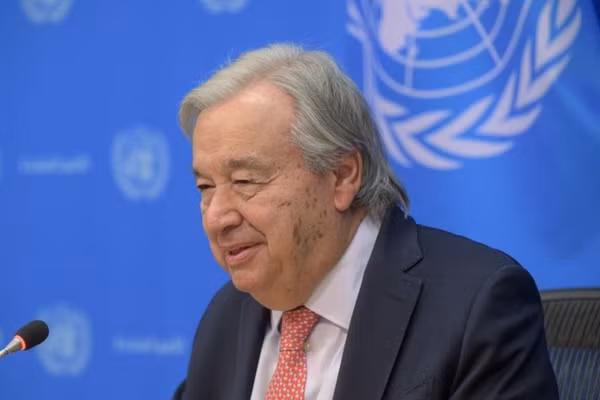 Tổng Thư ký Liên hợp quốc Antonio Guterres phát biểu trong cuộc họp báo tại trụ sở Liên hợp quốc, ở New York (Mỹ), ngày 16/9/2026. (Ảnh: Tân Hoa Xã)