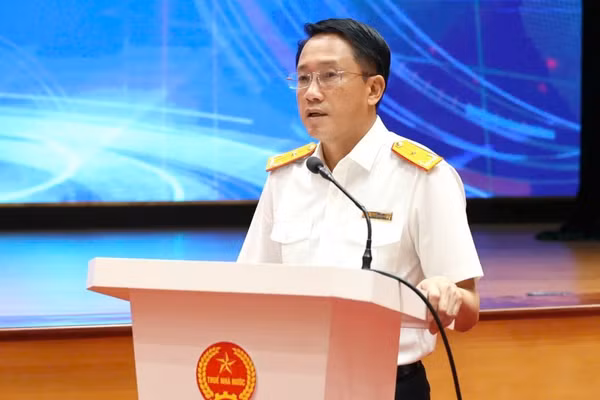 Phó Cục trưởng Cục Thuế Mai Sơn phát biểu tại hội nghị. (Ảnh: Cục Thuế)