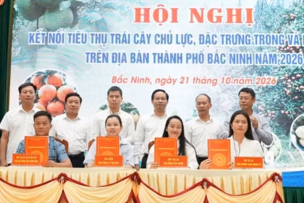 Các đơn vị ký kết tiêu thụ trái cây vụ mùa 2026 tại hội nghị. (Ảnh: ĐT)