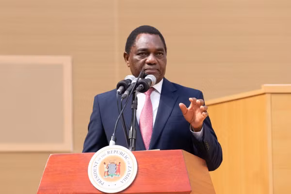 Tổng thống Zambia Hakainde Hichilema phát biểu tại một sự kiện ở thủ đô Lusaka. (Ảnh: THX/TTXVN)