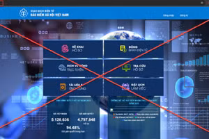 Trang web giả mạo có giao diện tương tự trang chính thức Cổng Dịch vụ công trực tuyến của Bảo hiểm xã hội Việt Nam. (Ảnh: VSS)