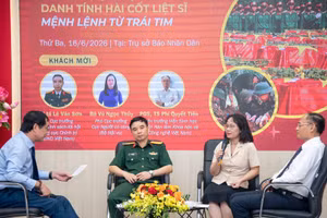 Quang cảnh Tọa đàm “Tìm kiếm, quy tập và xác định danh tính hài cốt liệt sĩ - Mệnh lệnh từ trái tim” của Báo Nhân Dân. (Ảnh MINH DUY)