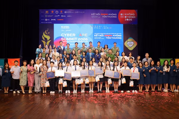 Các đại biểu tham dự Diễn đàn Kết nối và Tập huấn Cyber CARE Summit 2026 tại Trường phổ thông liên cấp song ngữ quốc tế Wellspring Hanoi. (Ảnh: Ban Tổ chức cung cấp)
