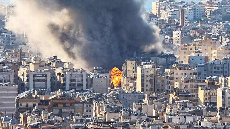 Một mục tiêu của Hezbollah tại Beirut bị Israel tấn công. Ảnh: ABC NEWS