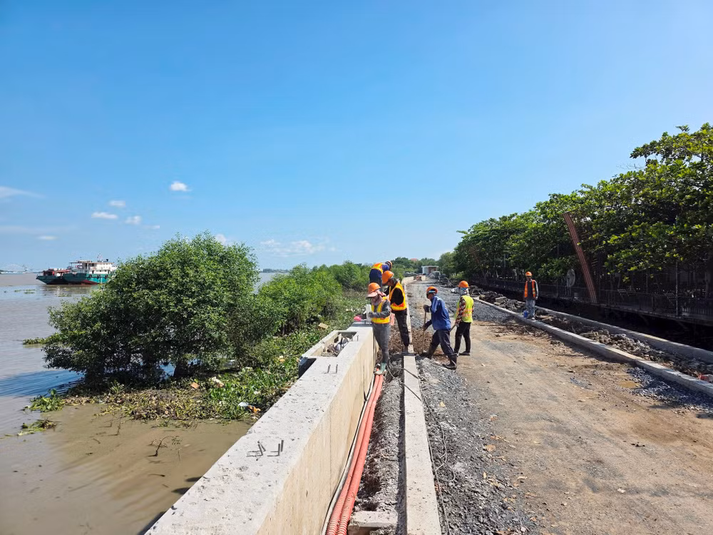 Công trường dự án chống ngập 10.000 tỷ đồng trước ngày hoàn thành. Ảnh: CK