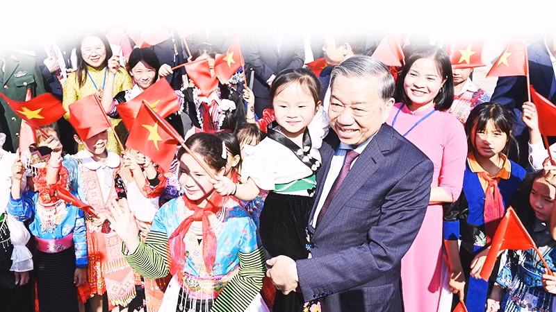 Tổng Bí thư Tô Lâm dự Lễ khánh thành Trường Phổ thông nội trú liên cấp Tiểu học và THCS Si Pa Phìn (tỉnh Điện Biên) ngày 31/1/2026. Ảnh: THÀNH ĐẠT