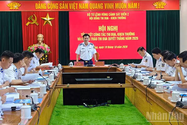 Quang cảnh Hội nghị tổng kết công tác thi đua, khen thưởng và phong trào Thi đua Quyết thắng năm 2026. (Ảnh: Vùng Cảnh sát biển 2)