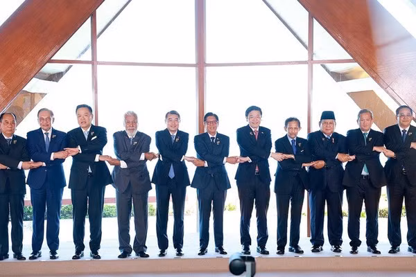Thủ tướng Chính phủ Lê Minh Hưng và các Trưởng đoàn tham dự Phiên họp hẹp Hội nghị Cấp cao ASEAN lần thứ 48. (Ảnh: VGP/Nhật Bắc)