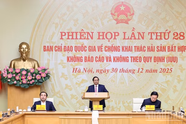 Thủ tướng Phạm Minh Chính chủ trì Phiên họp lần thứ 28 Ban Chỉ đạo Quốc gia về IUU. (Ảnh: TRẦN HẢI) 