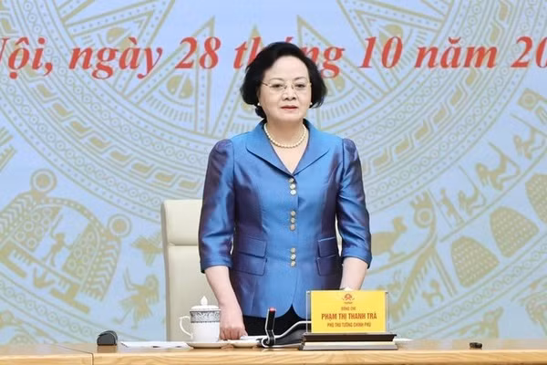 Phó Thủ tướng Phạm Thị Thanh Trà phát biểu ý kiến mở đầu buổi làm việc. (Ảnh: chinhphu.vn/Thu Giang)