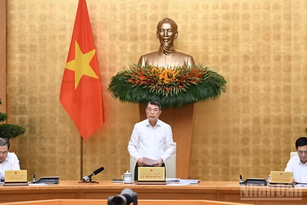 Thủ tướng Lê Minh Hưng phát biểu ý kiến tại Phiên họp Chính phủ thường kỳ tháng 9/2026 và Hội nghị trực tuyến Chính phủ với địa phương. (Ảnh: TRẦN HẢI)