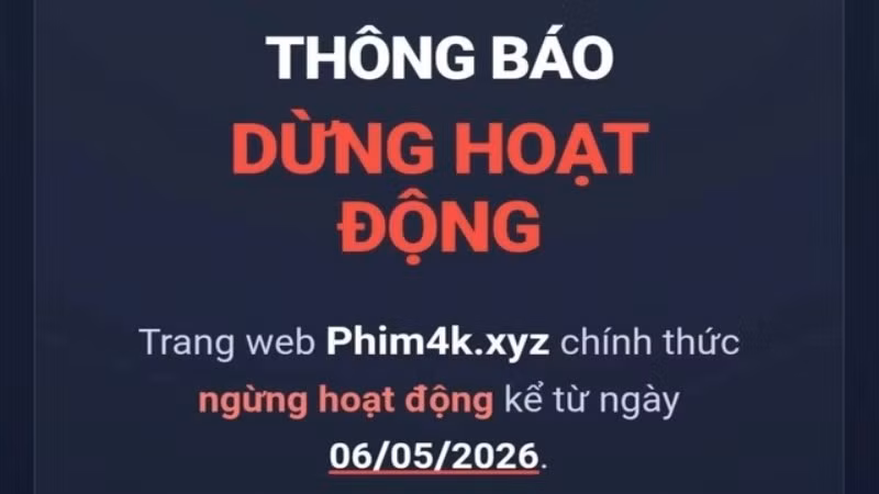 Một trang phim lậu thông báo ngừng hoạt động sau khi có Công điện 38/CĐ-TTg của Thủ tướng Chính phủ.