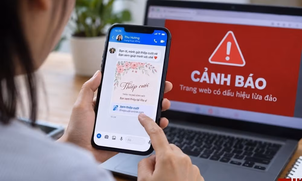 Người dùng cần cảnh giác khi được yêu cầu cung cấp mật khẩu, mã OTP hoặc cài thêm phần mềm để xem thiệp cưới. ảnh: HÀ LINH.