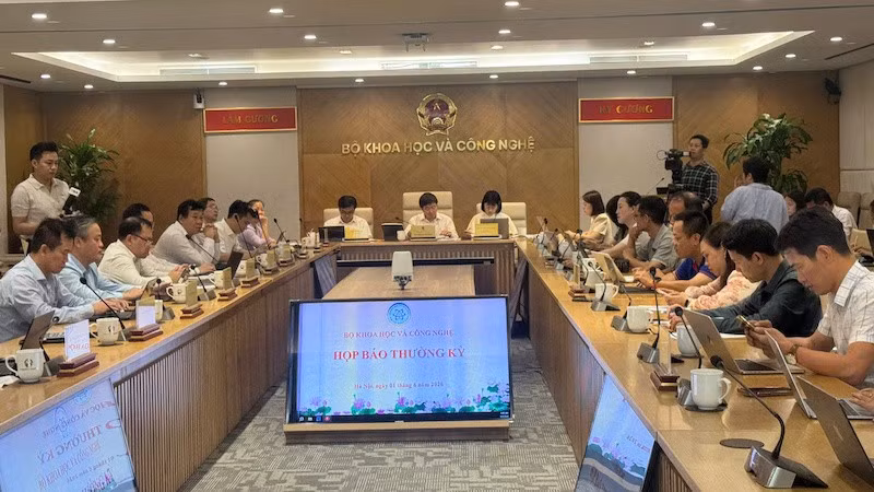Quang cảnh buổi hop báo của Bộ Khoa học và Công nghệ ngày 1/6.