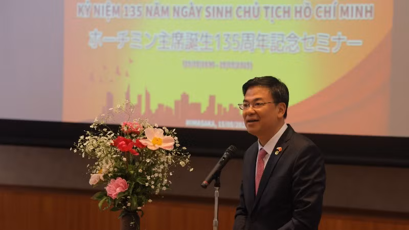 Đại sứ Việt Nam tại Nhật Bản Phạm Quang Hiệu phát biểu khai mạc Hội thảo. (Ảnh: MY LÊ)