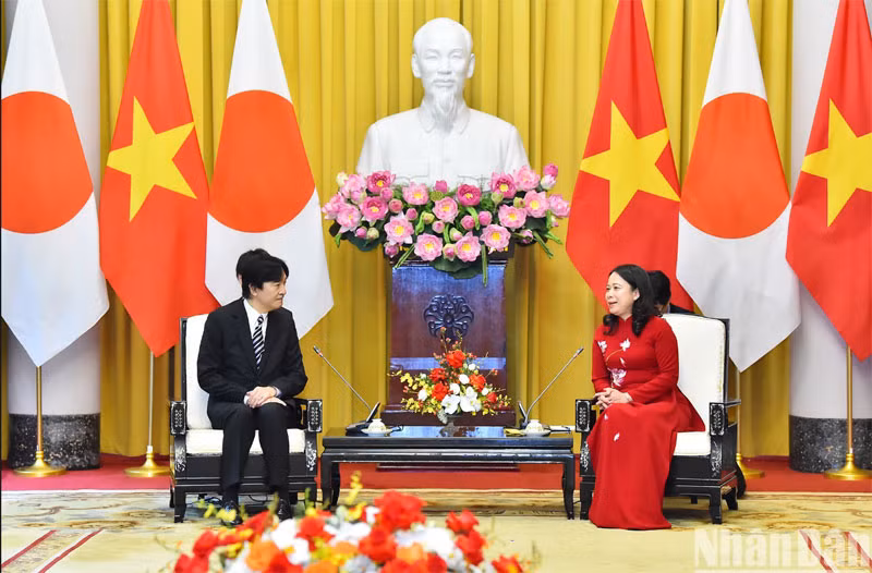 Phó Chủ tịch nước Võ Thị Ánh Xuân hội kiến với Hoàng Thái tử Nhật Bản Akishino. Phó Chủ tịch nước Võ Thị Ánh Xuân hội kiến với Hoàng Thái tử Nhật Bản Akishino.