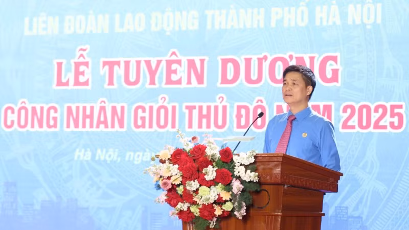Phó Chủ tịch Tổng Liên đoàn Lao động Việt Nam Ngọ Duy Hiểu phát biểu chỉ đạo.