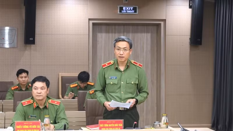 Thiếu tướng Nguyễn Quốc Toản, Chánh Văn phòng Bộ Công an phát biểu tại Phiên họp Tiểu ban An ninh-Y tế/Tiểu ban An ninh, trật tự Hội nghị thượng đỉnh P4G lần thứ 4 năm 2025.