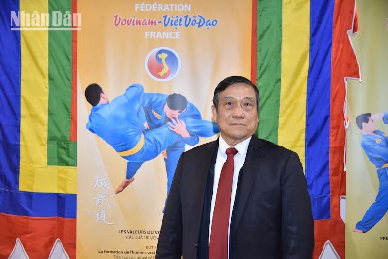 Theo đại võ sư Trần Nguyên Đạo, Giải vô địch Vovinam (Việt võ Đạo) toàn nước Pháp được tổ chức hằng năm nhằm lan tỏa các giá trị thể chất và tinh thần của bộ môn võ thuật cổ truyền Việt Nam. (Ảnh: MINH DUY) Theo đại võ sư Trần Nguyên Đạo, Giải vô địch Vovinam (Việt võ Đạo) toàn nước Pháp được tổ chức hằng năm nhằm lan tỏa các giá trị thể chất và tinh thần của bộ môn võ thuật cổ truyền Việt Nam. (Ảnh: MINH DUY)