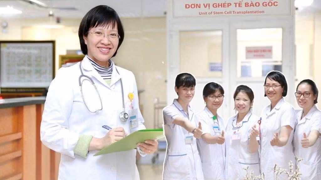 Bác sĩ Võ Thị Thanh Bình, Trưởng khoa Ghép tế bào gốc và các cán bộ y tế của khoa. Bác sĩ Võ Thị Thanh Bình, Trưởng khoa Ghép tế bào gốc và các cán bộ y tế của khoa.