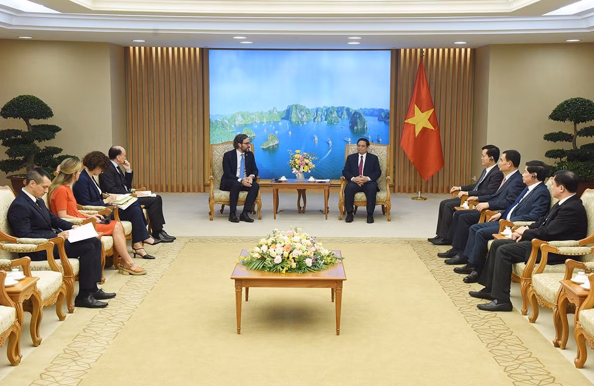 Quang cảnh buổi tiếp. (Ảnh: TRẦN HẢI)