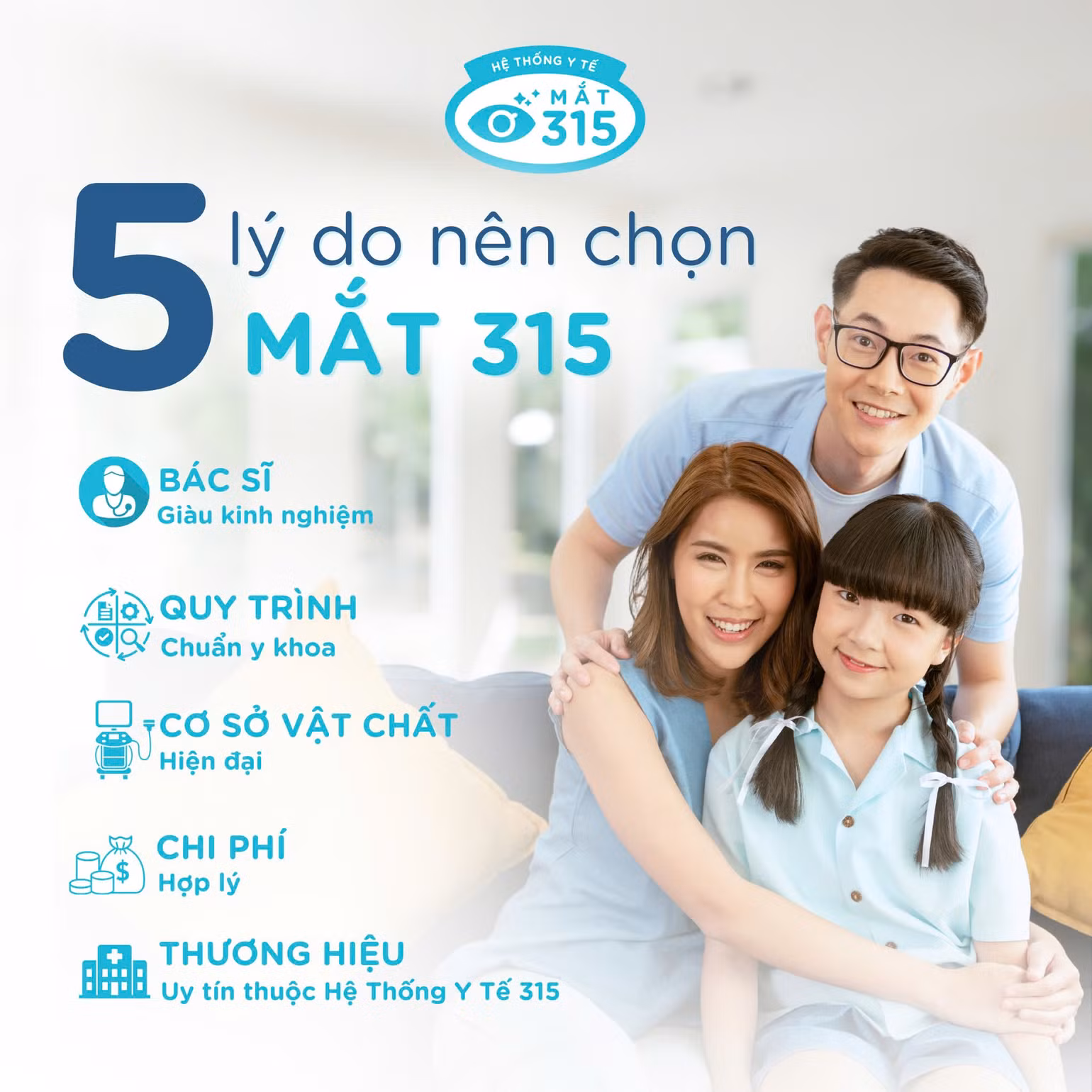 Thành viên của Hệ thống Y tế 315, Mắt 315 cam kết mang đến dịch vụ chăm sóc mắt toàn diện và đáng tin cậy.
