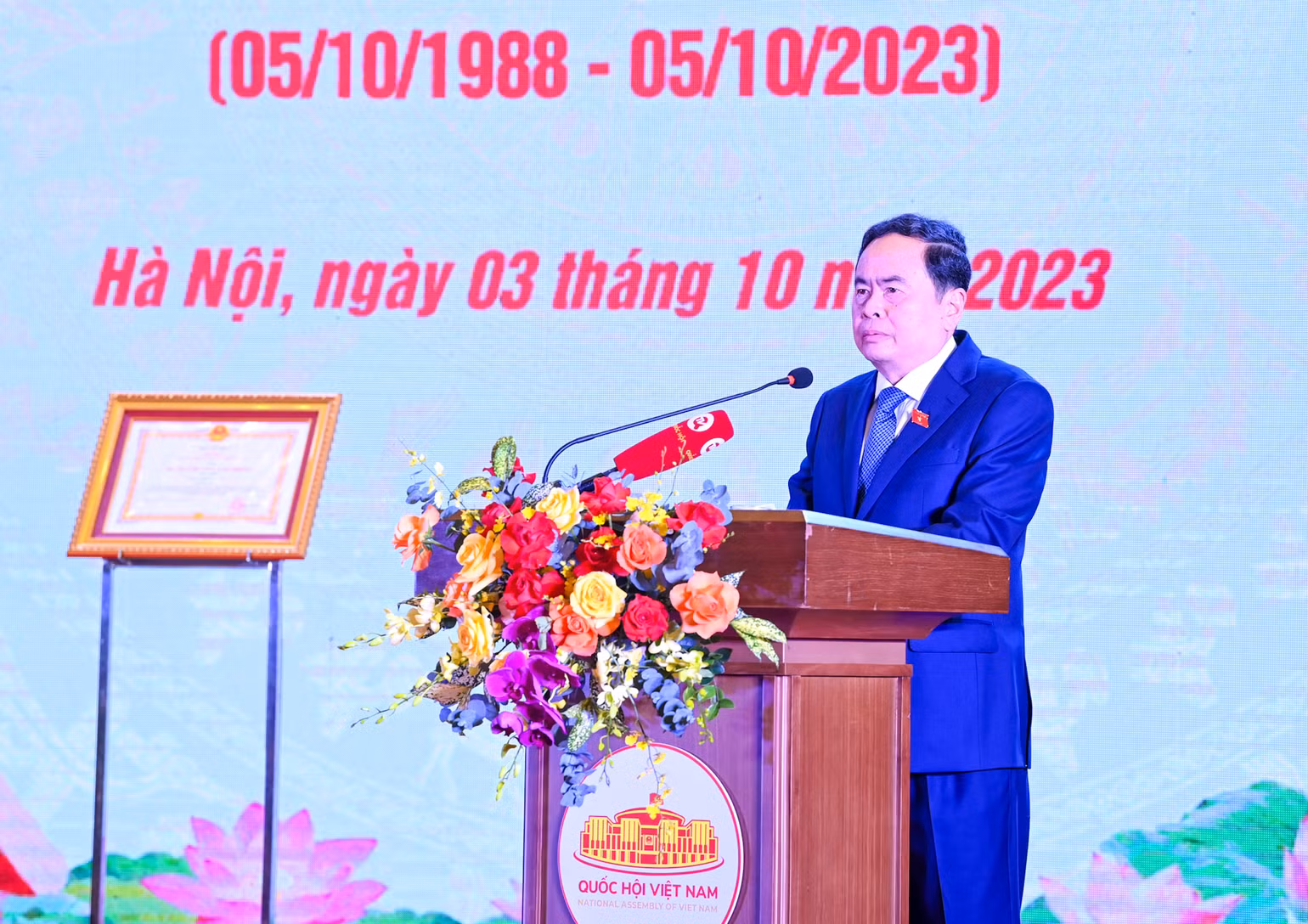 Phó Chủ tịch Thường trực Quốc hội Trần Thanh Mẫn phát biểu tại lễ kỷ niệm.