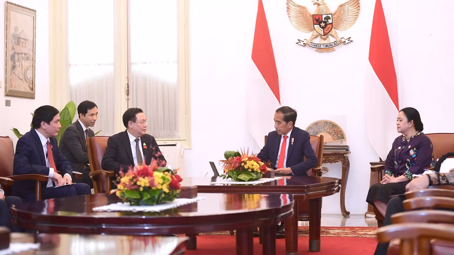 Tại cuộc hội kiến, Chủ tịch Quốc hội Vương Đình Huệ khẳng định Việt Nam hết sức coi trọng Quan hệ Đối tác Chiến lược với Indonesia. (Ảnh: TTXVN) Tại cuộc hội kiến, Chủ tịch Quốc hội Vương Đình Huệ khẳng định Việt Nam hết sức coi trọng Quan hệ Đối tác Chiến lược với Indonesia. (Ảnh: TTXVN)