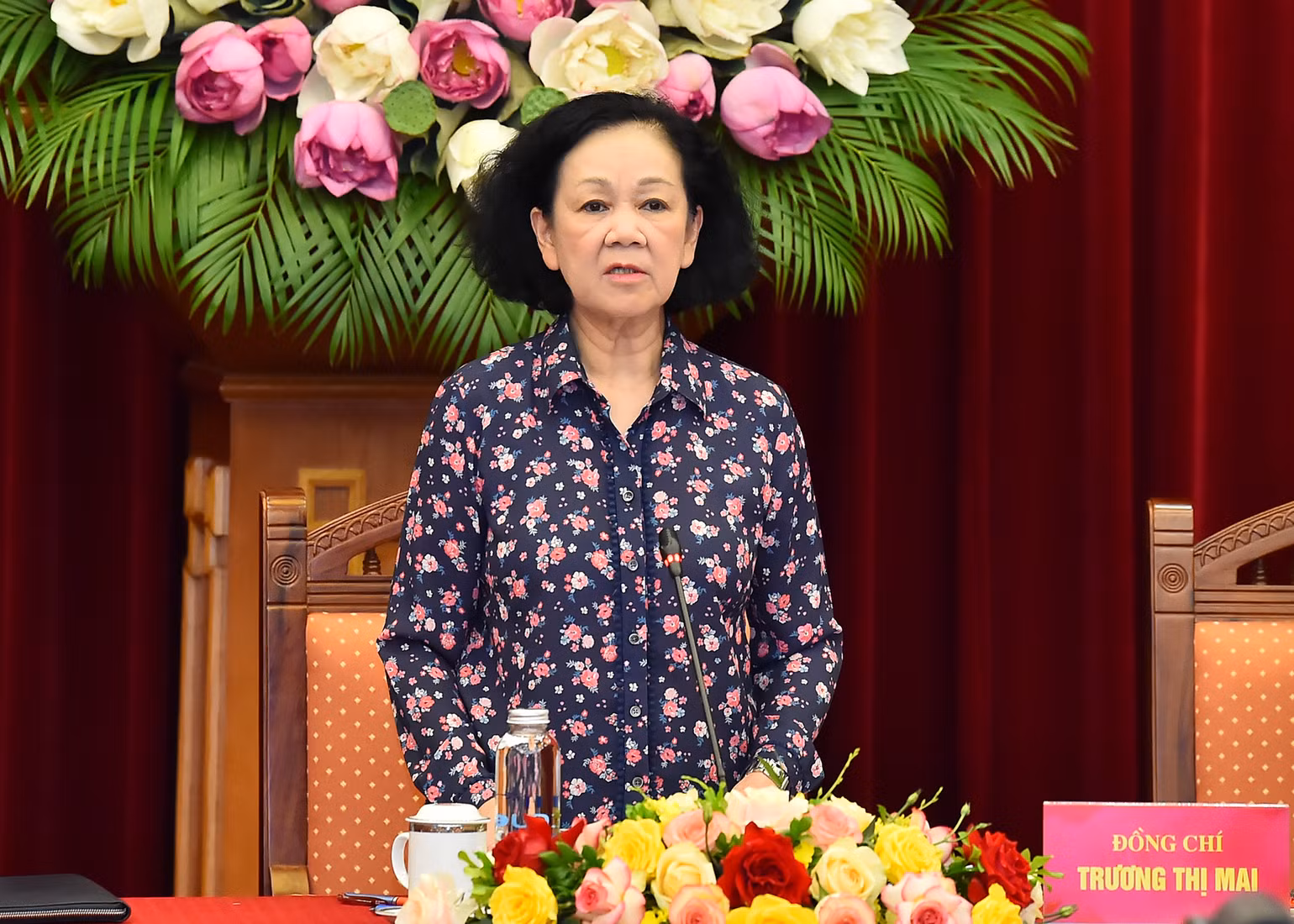 Đồng chí Trương Thị Mai, Ủy viên Bộ Chính trị, Thường trực Ban Bí thư, Trưởng ban Tổ chức Trung ương phát biểu kết luận hội nghị.